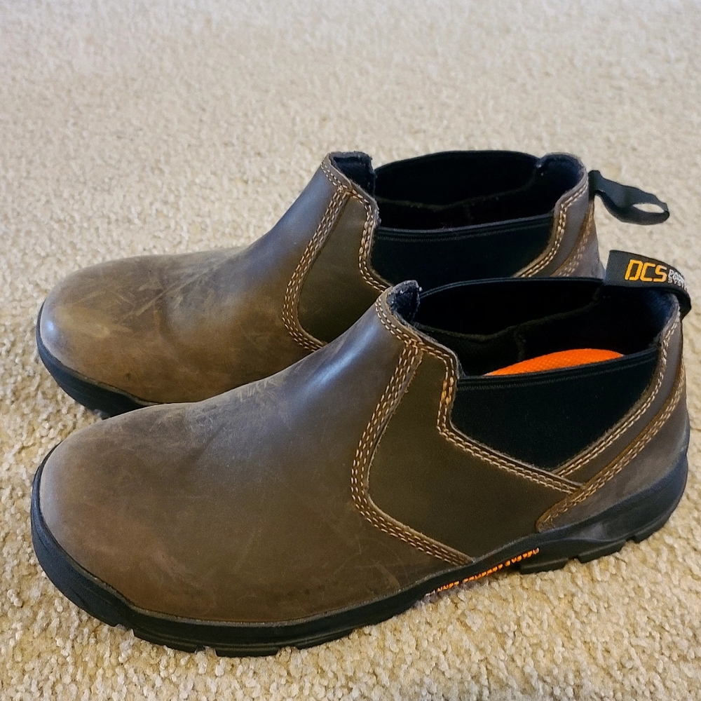 Men's 8.5, Danner Comfort System (DCS) Brown Slip-On Work Shoe Boots
